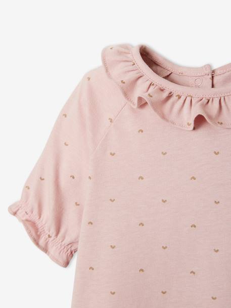 Baby T-Shirt mit Kragen blau bedruckt+rosa bedruckt 