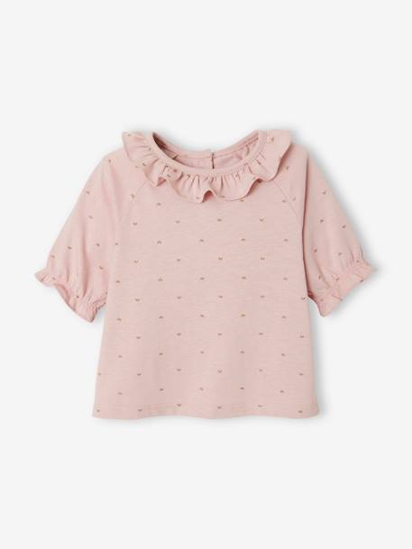 T-shirt à collerette bébé bleu imprimé+rose imprimé 