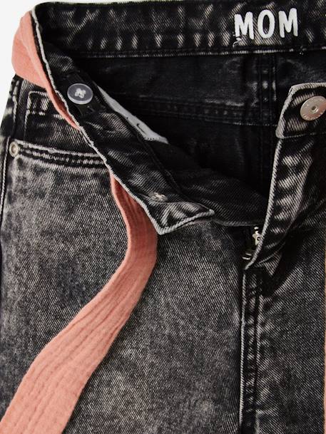 Mädchen Jeans mit Stoffgürtel, Mom-Fit denim black+double stone 