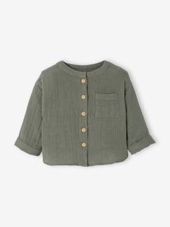 Bébé-Chemise, blouse-Chemise bébé col mao en gaze de coton personnalisable