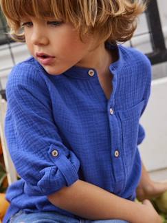 Junge-Hemd-Jungen Hemd aus Musselin, Ärmel zum Krempeln, personalisierbar
