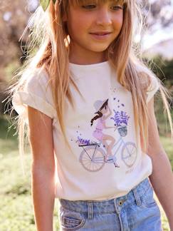 Mädchen-Mädchen T-Shirt mit Fahrrad