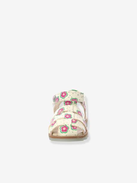 Sandales cuir bébé Nonosti Iconique Nonorally KICKERS® BLANC CASSE FLOWER+JAUNE FLOWER 