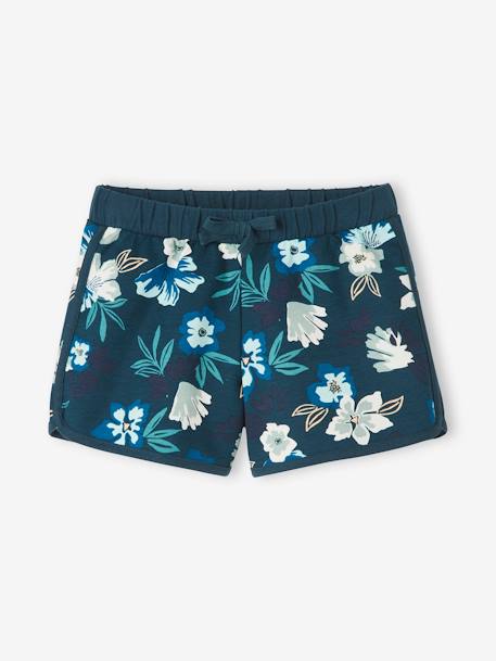 Mädchen Sport-Shorts blau bedruckt+terrakotta 