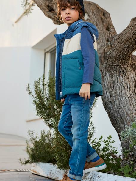 Jungen Straight-Fit-Jeans WATERLESS, Hüftweite COMFORT Oeko Tex blue stone+dark blue 