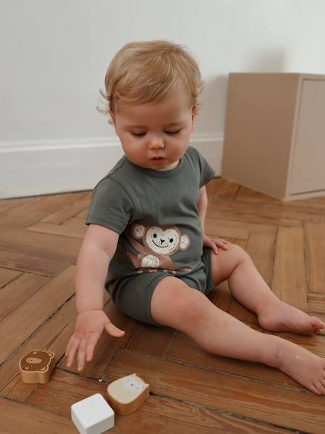 Combinaison courte bébé animal BASICS kaki 