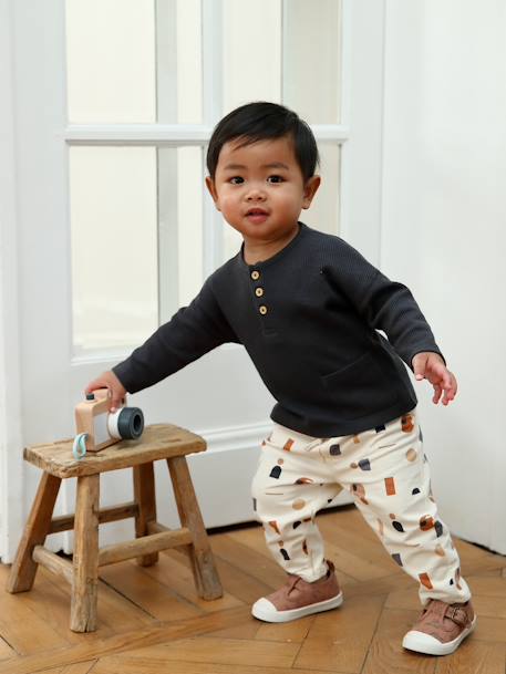 Baby-Set: Shirt & Sweathose betongrau+khaki 