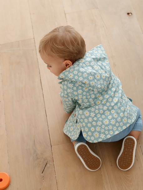 Ciré avec capuche bébé fille vert céladon imprimé 