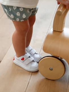 Ses premières chaussures-Chaussures-Chaussures bébé 17-26-Marche fille 19-26-Baskets-Baskets scratchées bébé fille en toile