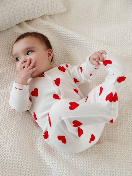 Dors-bien bébé coeurs en molleton PETIT BATEAU blanc imprimer coeur 