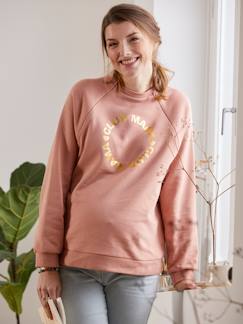 Klinikkoffer-Umstandsmode-Pullover, Strickjacke-Sweatshirt für Schwangerschaft & Stillzeit mit Message-Print