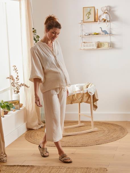 Homewear-Set für Schwangerschaft und Stillzeit Beige 