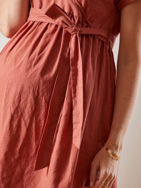Maxikleid in Wickelform für Schwangerschaft & Stillzeit rot 