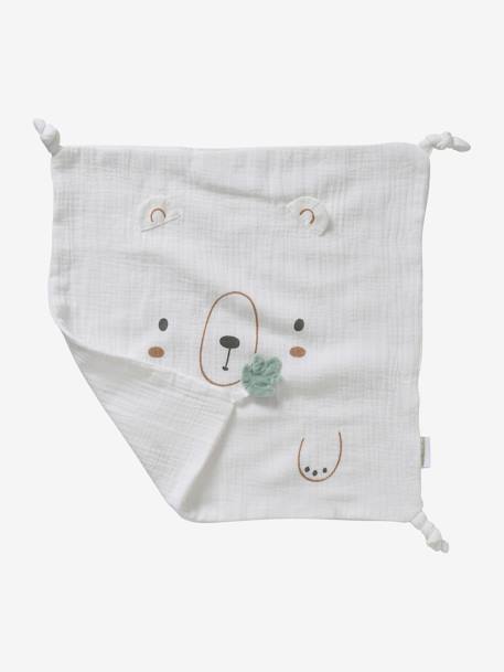 Doudou carré personnalisable + hochet GREEN FOREST multicolore 