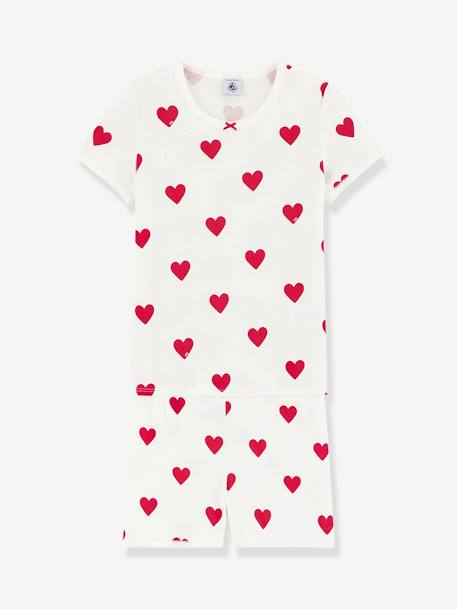 Kurzer Mädchen Schlafanzug aus Bio-Baumwolle PETIT BATEAU Herzen 