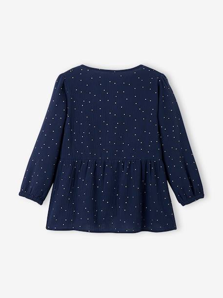 Blouse de grossesse et d'allaitement gaze de coton Bleu 