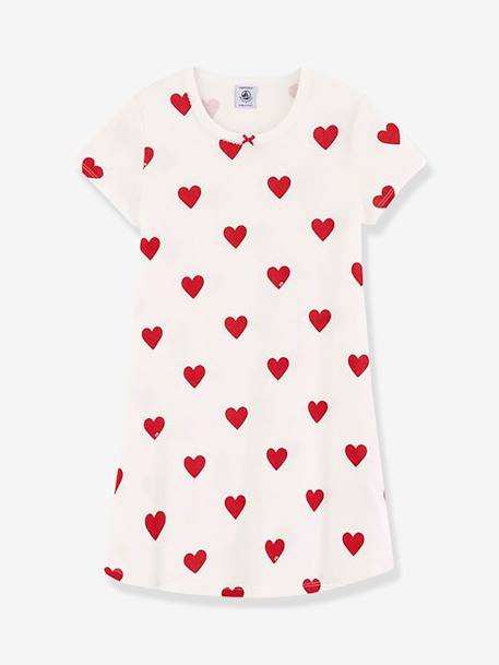 Mädchen Nachthemd aus Bio-Baumwolle PETIT BATEAU, Herzen Herzen 