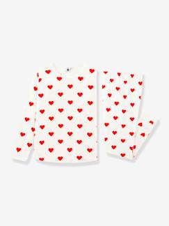 Mädchen-Pyjama, Overall-Mädchen Schlafanzug aus Bio-Baumwolle PETIT BATEAU, Herzen