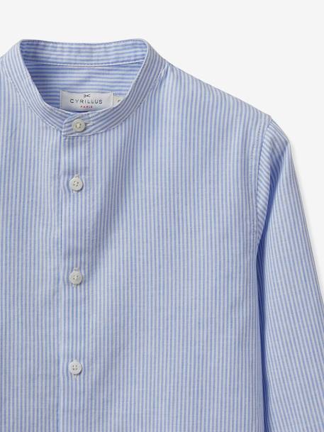 Festliches Jungen Hemd Leinen/Baumwolle CYRILLUS blau/weiß gestreift+weiß 
