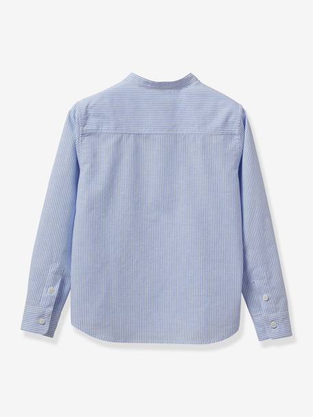 Festliches Jungen Hemd Leinen/Baumwolle CYRILLUS blau/weiß gestreift+weiß 