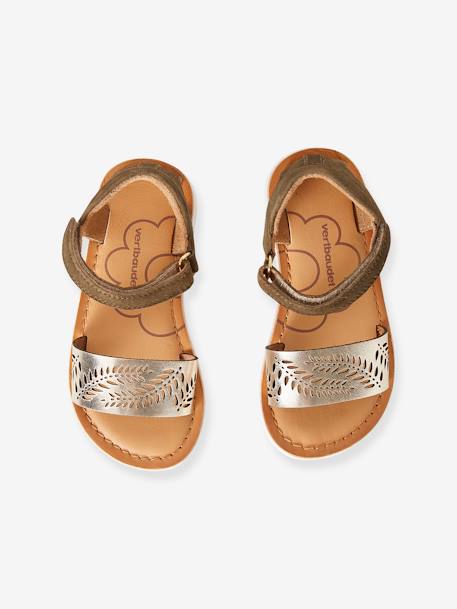 Sandales cuir fille collection maternelle kaki 