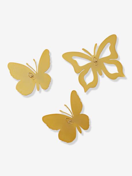 Kinderzimmer 3er-Set Deko-Schmetterlinge, Messing gold 