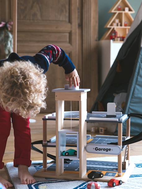 Holzparkhaus mit 3 Etagen für Kinder mehrfarbig 