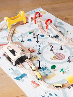 Cadeaux d'anniversaire-Jouet-Jeux d'imagination-Figurines, mini mondes, héros et animaux-Circuit de train 66 pièces en bois FSC®