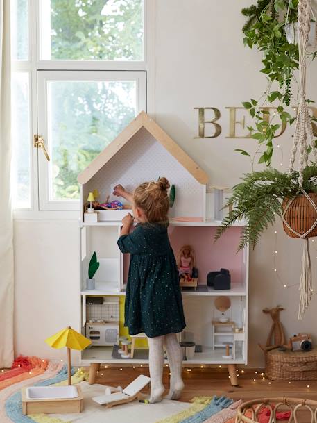 Puppenhaus aus FSC® Holz für Modepuppen mehrfarbig 