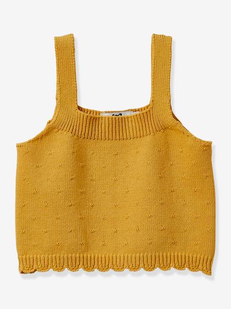 Pull Fille caraco CYRILLUS jaune ocre 