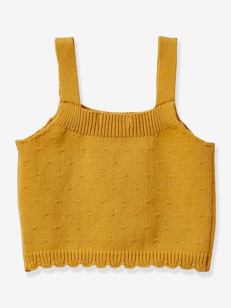 Pull Fille caraco CYRILLUS jaune ocre 