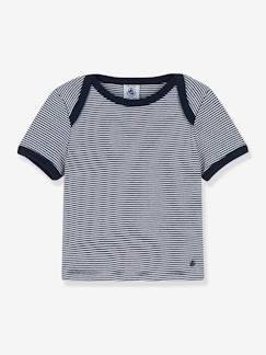 Bébé-T-shirt, sous-pull-T-shirt rayé milleraies bébé manches courtes PETIT BATEAU en coton bio