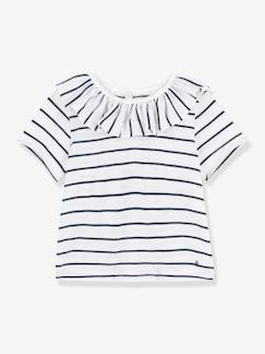 Bébé-T-shirt, sous-pull-T-shirt-Blouse rayée  bébé manches courtes en jersey PETIT BATEAU