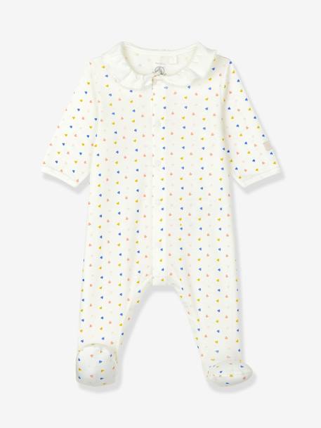 Baby Strampler aus Bio-Baumwolle PETIT BATEAU weiss bedruckt 