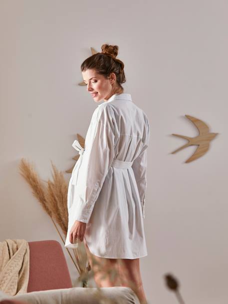 Popeline-Bluse für Schwangerschaft & Stillzeit weiss 