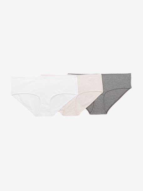 Lot de 3 shorties de grossesse en coton bio GRIS CLAIR UNI+noir 