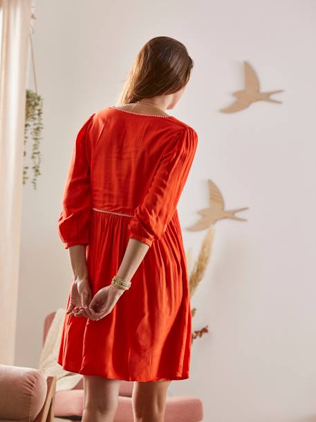 Kleid für Schwangerschaft & Stillzeit, Crêpe orange 
