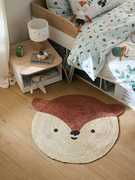 Tapis jute Renard MARRON MOYEN UNI AVEC DECOR 