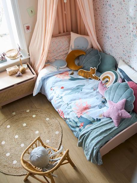 Kinderzimmer Jute-Teppich mit goldenen Tupfen natur 