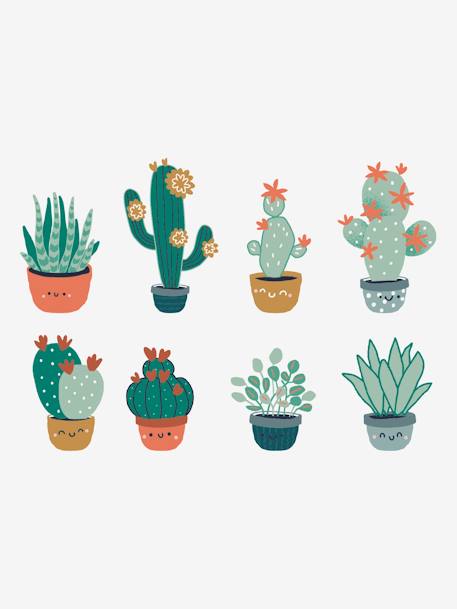 8 grands Stickers Cactus vert / multicolor 