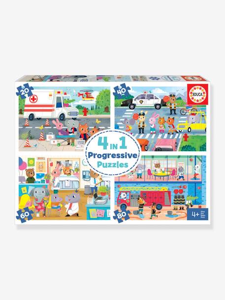 4er-Set Puzzles EDUCA® Helden in Aktion weiss 