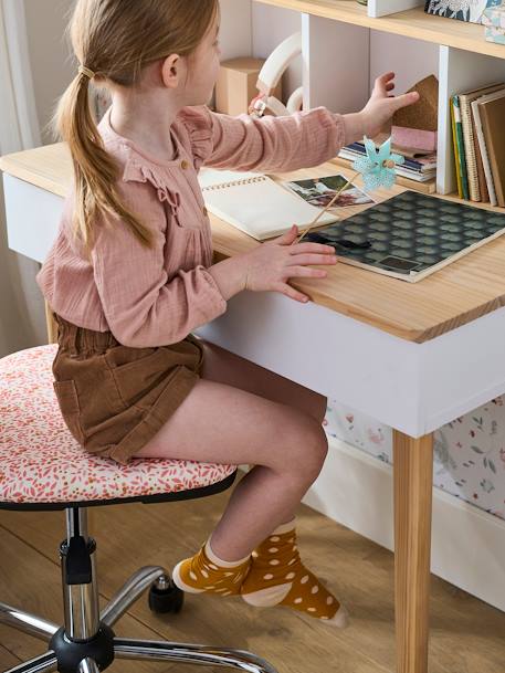 Kinder Schreibtischstuhl mit Rollen geblümt 
