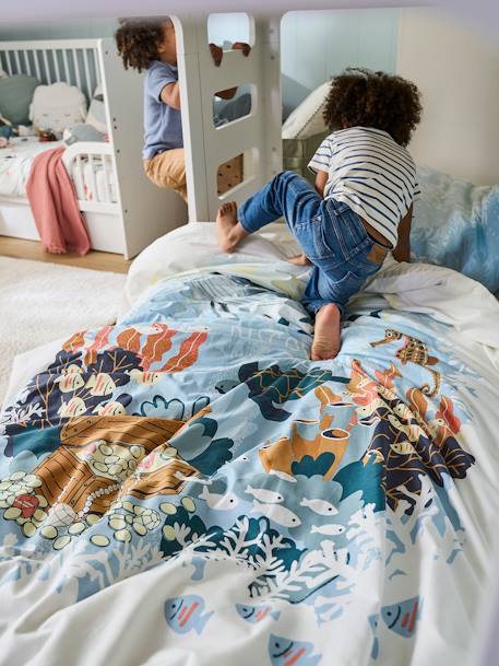 Parure fourre de duvet + taie d'oreiller enfant DEEP OCEAN bleu / multicolor 