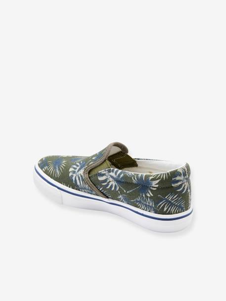 Jungen Slip-on-Sneakers khaki bedruckt tropical 