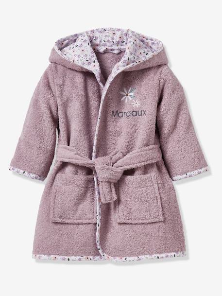 Mädchen Baby Bademantel „Blumenzauber“, personalisierbar violett 