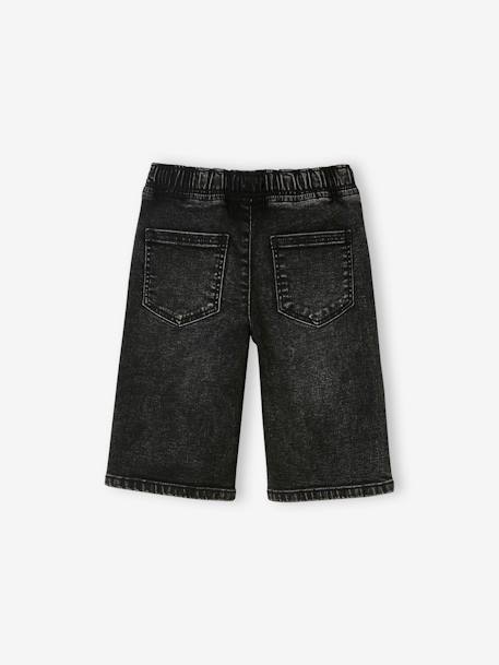 Bermuda en molleton effet denim garçon forme 'balloon' denim black+stone 