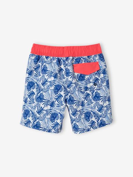 Jungen Badehose, Blätter-Print blau bedruckt 