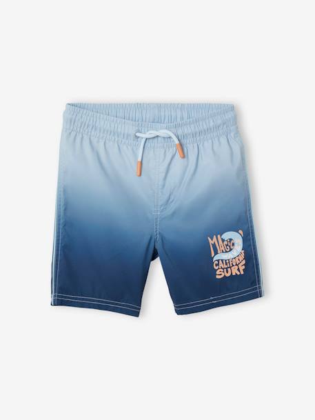 Jungen Badeshorts, Batik-Optik Oeko Tex jeansblau bedruckt 