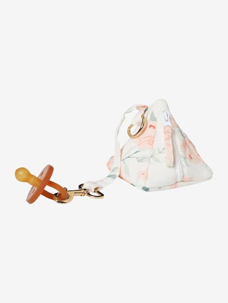 Baby Schnullertasche aus Musselin weiß pfeilsymbole+zartrosa 