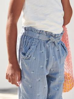 Mädchen-3/4-Hose mit Blumenprint, Musselin, Bundweite verstellbar, Mädchen